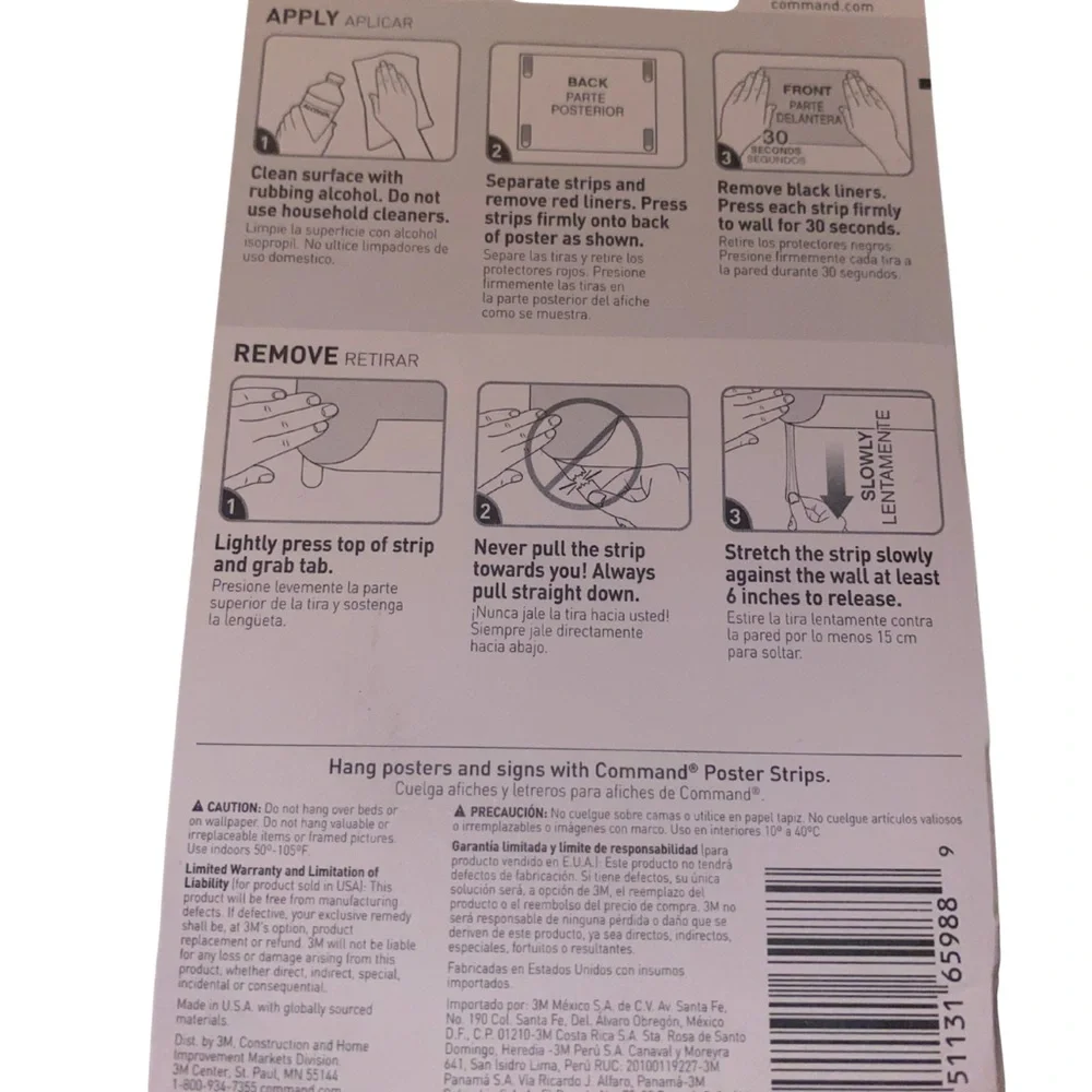 3M Command Poster Strips 12-ct Damage-Free Hanging‎ Adhesive Strips NEW Sealed